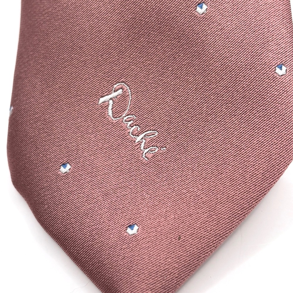 Vintage Lilly Dache Silk Tie Embroidered Dusty Pink Gray Blue 56.5 in USA